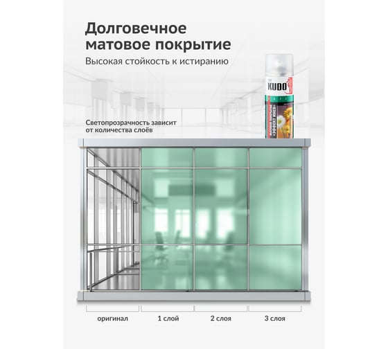 Декоративное покрытие для стекла KUDO "Эффект инея" зелёный KU-9033