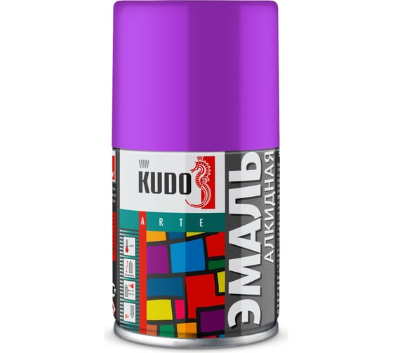 Аэрозольная краска в баллончике KUDO высокопрочная алкидная универсальная глянцевая RAL 4001 фиолетовая KU-1015.2 1