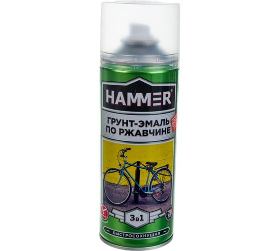 Грунт-эмаль по ржавчине HAMMER 3в1 аэроз. б/с п/мат RAL 9004 глубокий черный 520 мл ЭК000135102