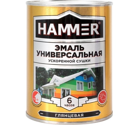 Универсальная эмаль ускоренной сушки HAMMER глянц. желтая 0,9 кг ЭК000135035