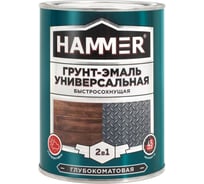 Универсальная грунт-эмаль HAMMER 2в1 б/с, глуб/мат, красная 0,9 кг ЭК000135067