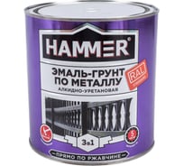 Эмаль-грунт по металлу HAMMER 3в1 АУ п/гл RAL 1023 трансп. желтый 2,7 кг ЭК000133637