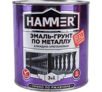 Эмаль-грунт по металлу HAMMER 3в1 АУ п/гл RAL 7040 серое окно 2,7 кг ЭК000133631