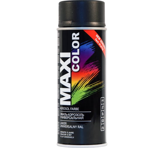 Эмаль-аэрозоль MAXI COLOR черная матовая 0,4 л 9005mMX