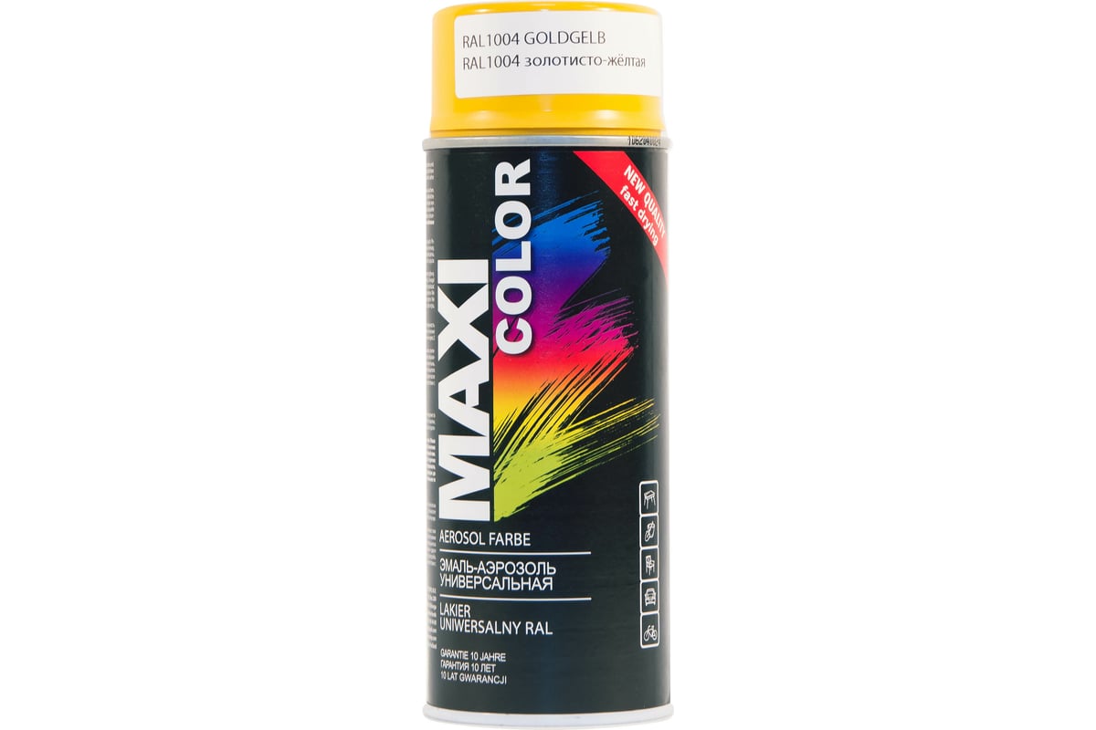 Эмаль-аэрозоль MAXI COLOR золотисто-жёлтая 0,4 л 1004MX - выгодная цена ...
