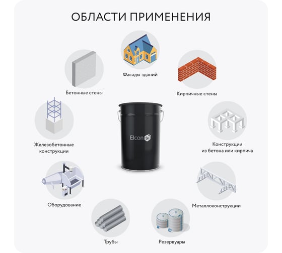 Фасадная эмаль Elcon КО-174 ярко-красная, (RAL 3020), 25 кг 00-00001689
