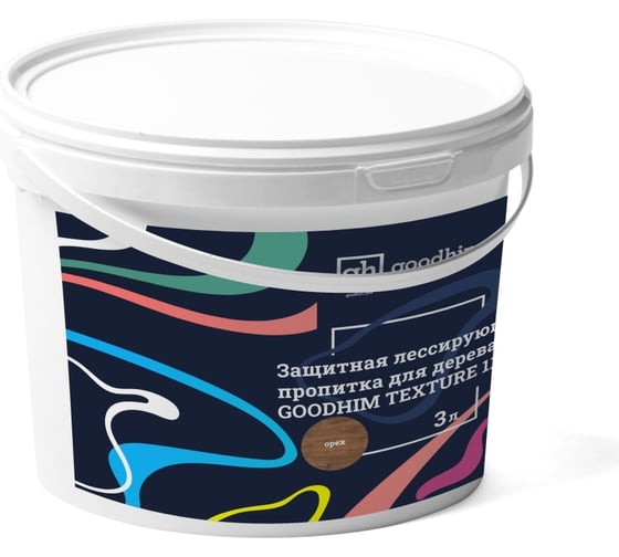 Защитная лессирующая пропитка для дерева Goodhim TEXTURE 110 Орех 3 л 71047