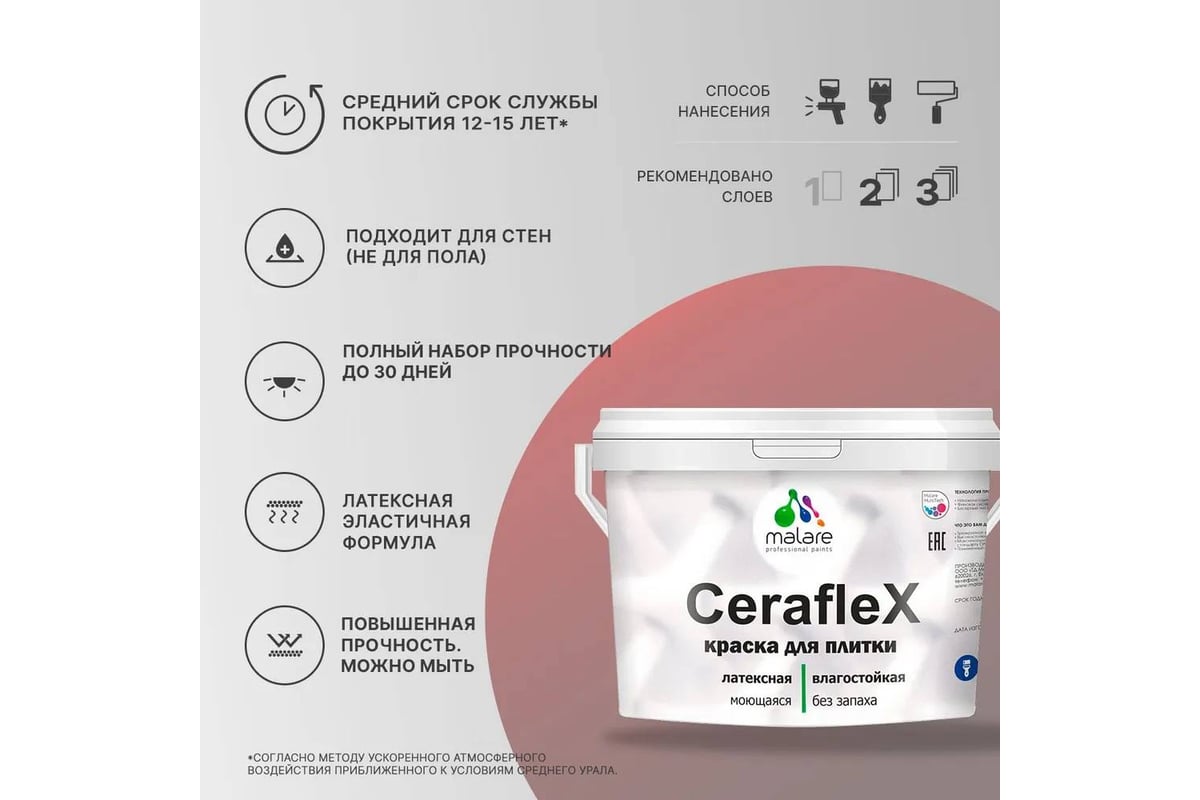 Резиновая краска для плитки MALARE Ceraflex для керамической и ...