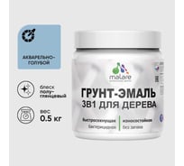Грунт-Эмаль MALARE 3 в 1 для деревянных поверхностей, резиновая, моющаяся, без запаха, полуглянцевая, акварельно-голубой, 0.5 кг ГЭДЕРЛАКГПГ0050