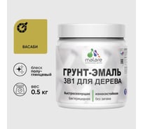 Грунт-Эмаль MALARE 3 в 1 для деревянных поверхностей, резиновая, моющаяся, без запаха, полуглянцевая, васаби, 0.5 кг ГЭДЕРЛВАСПГ0050