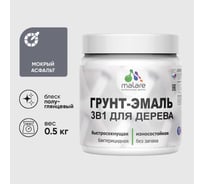 Грунт-Эмаль MALARE 3 в 1 для деревянных поверхностей, резиновая, моющаяся, без запаха, полуглянцевая, мокрый асфальт, 0.5 кг ГЭДЕРЛМОАПГ0050
