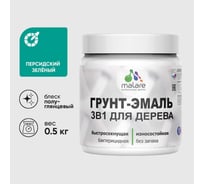 Грунт-Эмаль MALARE 3 в 1 для деревянных поверхностей, резиновая, моющаяся, без запаха, полуглянцевая, персидский зеленый, 0.5 кг ГЭДЕРЛПЕЗПГ0050