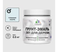 Грунт-Эмаль MALARE 3 в 1 для деревянных поверхностей, резиновая, моющаяся, без запаха, полуглянцевая, туманная лазурь, 0.5 кг ГЭДЕРЛТУЛПГ0050