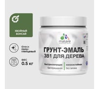 Грунт-Эмаль MALARE 3 в 1 для деревянных поверхностей, резиновая, моющаяся, без запаха, полуглянцевая, хвойный бонсай, 0.5 кг ГЭДЕРЛХВБПГ0050