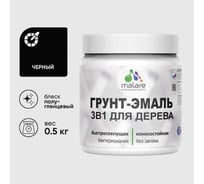 Грунт-Эмаль MALARE 3 в 1 для деревянных поверхностей, резиновая, моющаяся, без запаха, полуглянцевая, черный, 0.5 кг ГЭДЕРЛЧЕРПГ0050