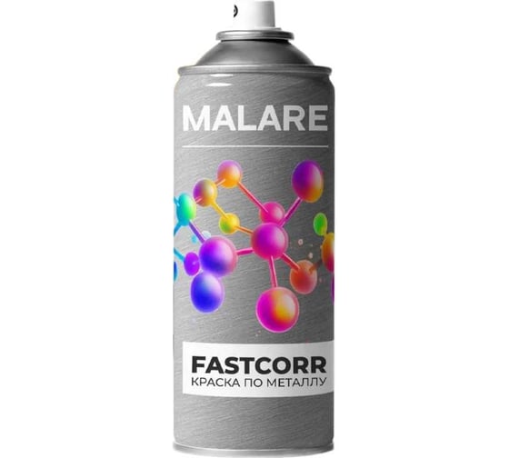 Аэрозольная краска для металла по ржавчине MALARE FastCorr для наружных работ, износостойкая, быстросохнущая, RAL 9003 белый, матовая, 520 мл 4660504737732