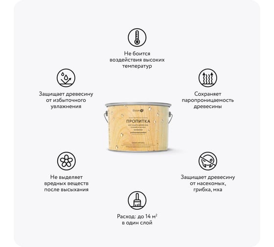 Пропитка-антисептик для бани и сауны Еlcon Sana Natural 2 л 00-00461539