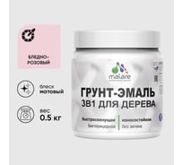 Грунт-Эмаль 3 в 1 для деревянных поверхностей MALARE, акриловая, моющаяся, без запаха, матовая, бледно-розовый, 0.5 кг 4660504703508