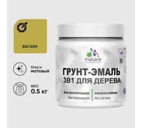 Грунт-Эмаль 3 в 1 для деревянных поверхностей MALARE, акриловая, моющаяся, без запаха, матовая, васаби, 0.5 кг 4660504703515
