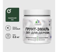 Грунт-Эмаль 3 в 1 для деревянных поверхностей MALARE, акриловая, моющаяся, без запаха, матовая, гавайский лес, 0.5 кг 4660504703560
