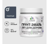 Грунт-Эмаль 3 в 1 для деревянных поверхностей MALARE, акриловая, моющаяся, без запаха, матовая, гранитный, 0.5 кг 4660504703621
