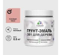 Грунт-Эмаль 3 в 1 для деревянных поверхностей MALARE, акриловая, моющаяся, без запаха, матовая, розовый пион, 0.5 кг 4660504703928