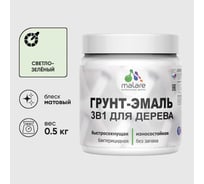 Грунт-Эмаль 3 в 1 для деревянных поверхностей MALARE, акриловая, моющаяся, без запаха, матовая, светло-зеленый, 0.5 кг 4660504703966
