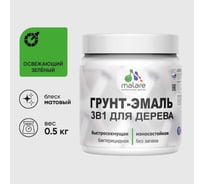 Грунт-Эмаль 3 в 1 для деревянных поверхностей MALARE, акриловая, моющаяся, без запаха, матовая, освежающий зеленый, 0.5 кг 4660504703843