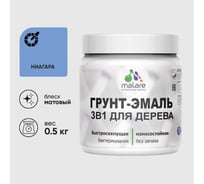 Грунт-Эмаль 3 в 1 для деревянных поверхностей MALARE, акриловая, моющаяся, без запаха, матовая, ниагара, 0.5 кг 4660504703805