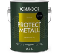 Грунт-эмаль по ржавчине 3 В 1 KOMANDOR PROTECT METALL глянцевая 2,7 л черная RAL 9005 274691