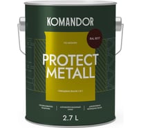 Грунт-эмаль по ржавчине 3 В 1 KOMANDOR PROTECT METALL глянцевая 2,7 л коричневая RAL 8017 274689