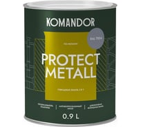 Грунт-эмаль по ржавчине 3 В 1 KOMANDOR PROTECT METALL глянцевая 0,9 л серая RAL 7004 274686