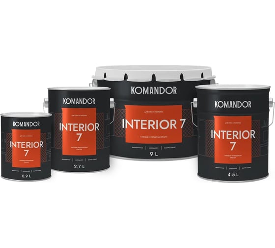 Краска KOMANDOR INTERIOR 7 для стен и потолков БАЗА A 9 л 270990