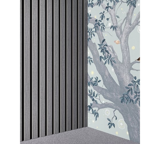 Акустическая панель Cosca Decor черный войлок, 2750x600x21 мм, шпон дуб ардженто светло-серый 00-00078909