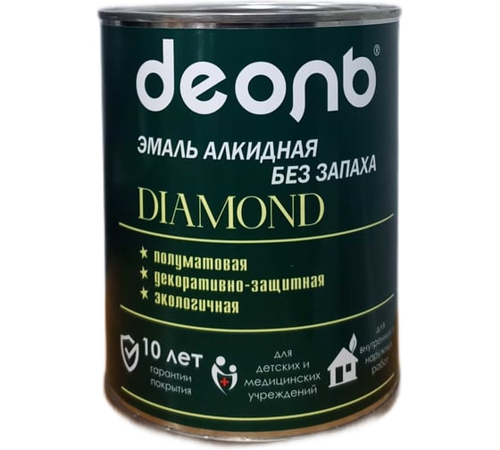 Алкидная эмаль Деоль Diamond без запаха, белая, 0,75 л DBZW1