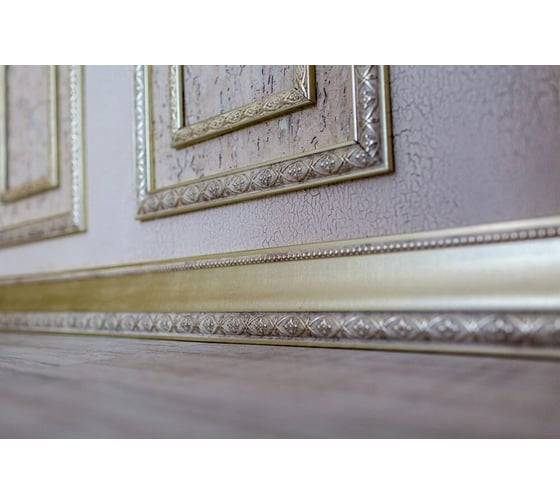 Плинтус Cosca Decor интерьерный багет, 95x14x2400 мм, Платина СПБ016624