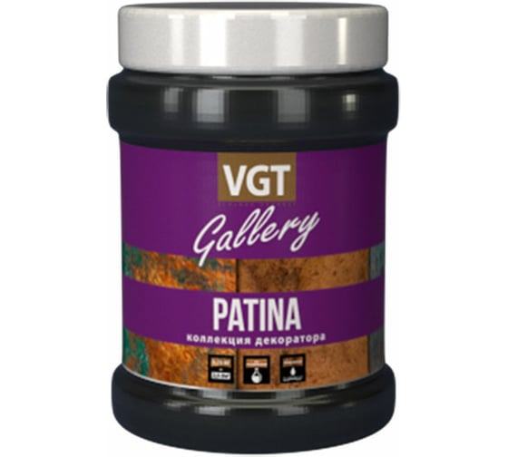 Лессирующий состав с эффектом чернения VGT GALLERY PATINA, КОЛЛЕКЦИЯ ДЕКОРАТОРА, матовый, 0.2 кг 11607798