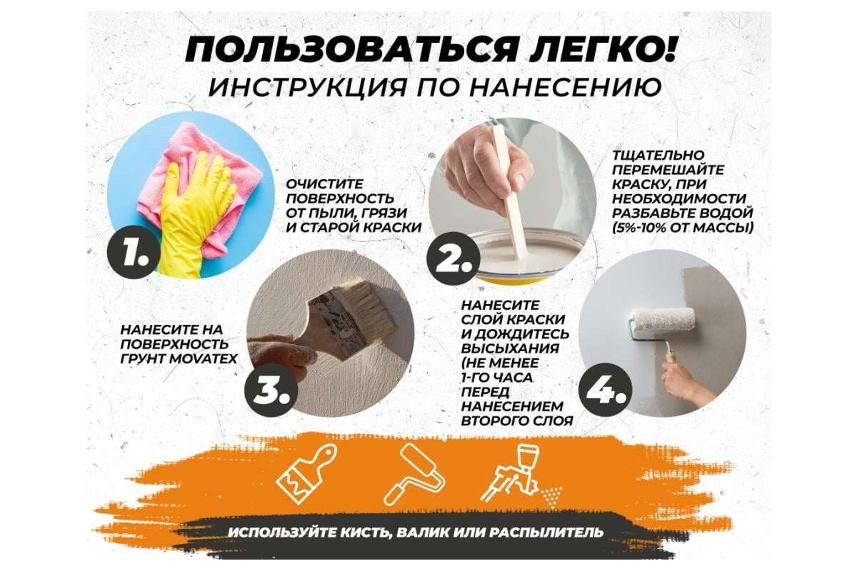 Водоэмульсионная краска Movatex EXTRA для стен и потолков, 10 кг Т11873 ...