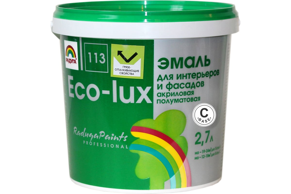 Универсальная эмаль Радуга Эко-Люкс ВД-АК 113 База С 2,7 л, под ...