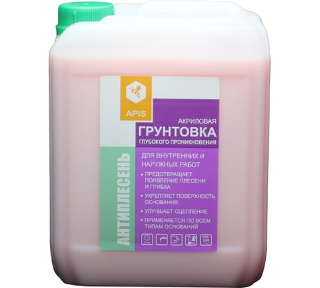 Грунтовка глубокого проникновения APIS Антиплесень, розовый, канистра 5 кг 4665296514332