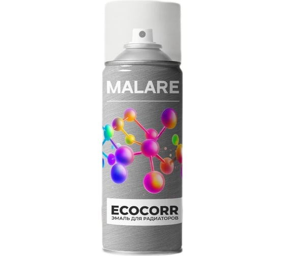 Аэрозольная эмаль MALARE EcoCorr для труб и радиаторов отопления, для батарей, износостойкая быстросохнущая высокопрочная RAL 7004, сигнальный серый, глянцевая, 520 мл 4660504741968 1