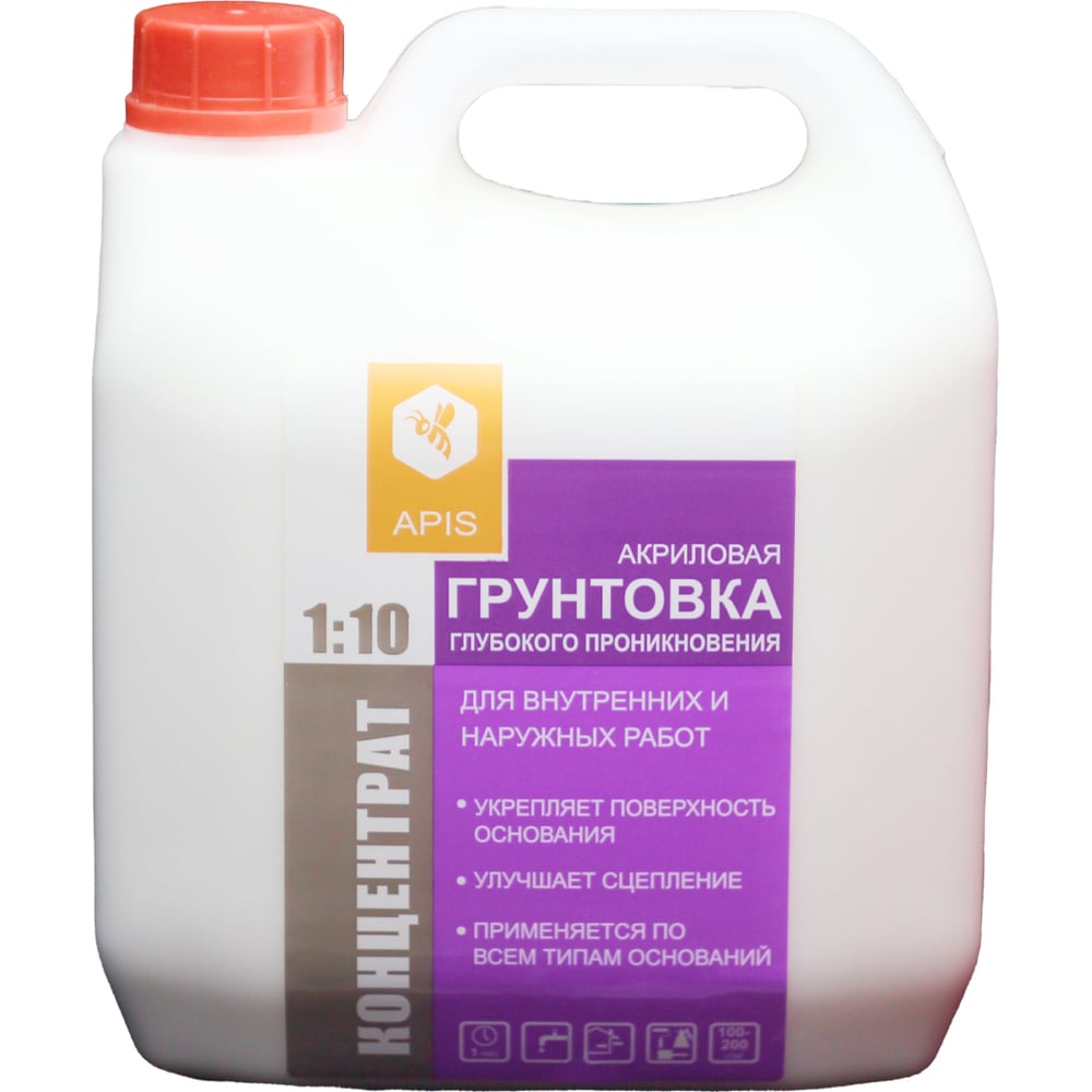 Грунтовка глубокого проникновения APIS концентрат 1:10, канистра 3 кг ...