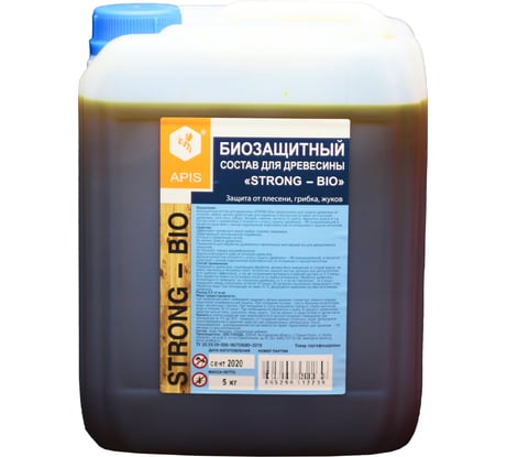 Биозащитный состав для древесины APIS Strong-bio канистра 5 кг 4665296512239