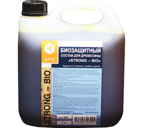 Биозащитный состав для древесины APIS Strong-bio канистра 3 кг 4665296513021