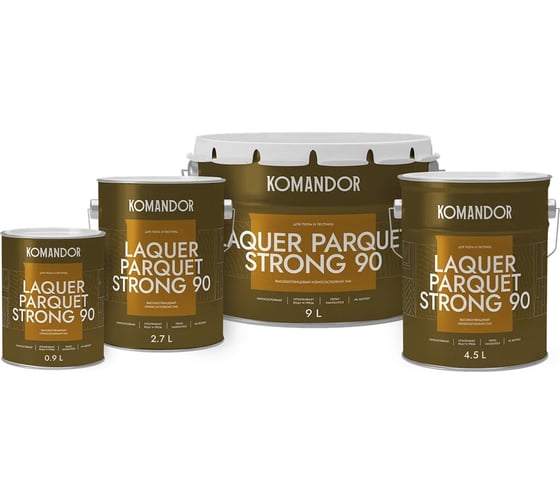 Лак для полов высокоглянцевый KOMANDOR LAQUER PARQUET STRONG 90 2,7 л 271050