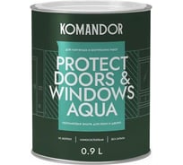 Эмаль для окон и дверей KOMANDOR PROTECT DOORS AND WINDOWS AQUA база A 0,9 л 271034