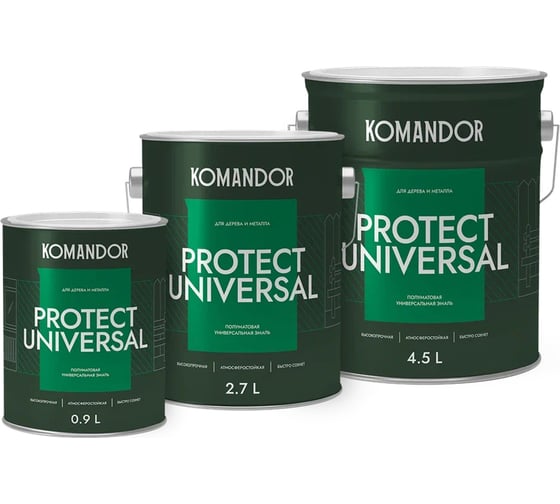 Эмаль KOMANDOR PROTECT UNIVERSAL универсальная база A 0,9 л 271040