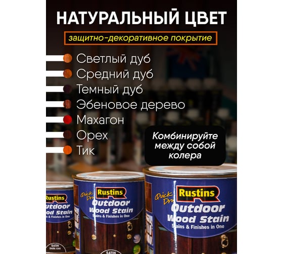 Быстросохнущая финишная морилка Rustins эбеновое дерево 500 мл 03677