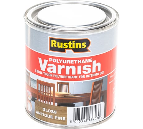 Полиуретановый лак Rustins глянцевый, Poly Varnish Gloss Antique Pine, цвет: античная сосна, 500 мл 03186