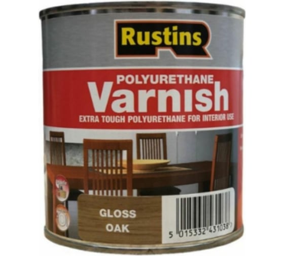 Полиуретановый лак Rustins глянцевый, Poly Varnish Gloss Oak, цвет: дуб, 500 мл 03195 1